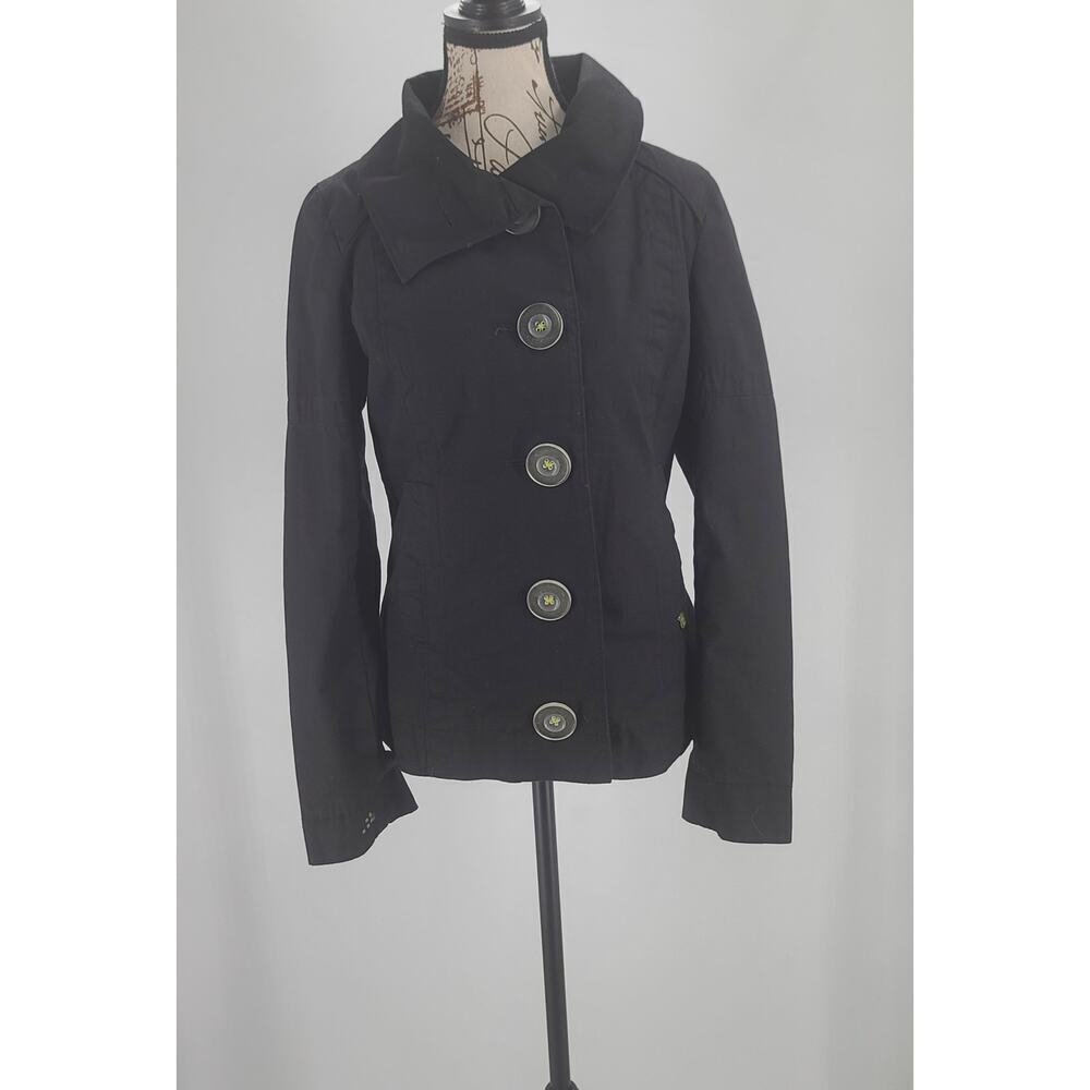 Soia & Kyo funnel neck Cotton black asymmetrical jacket ladies black Size Small